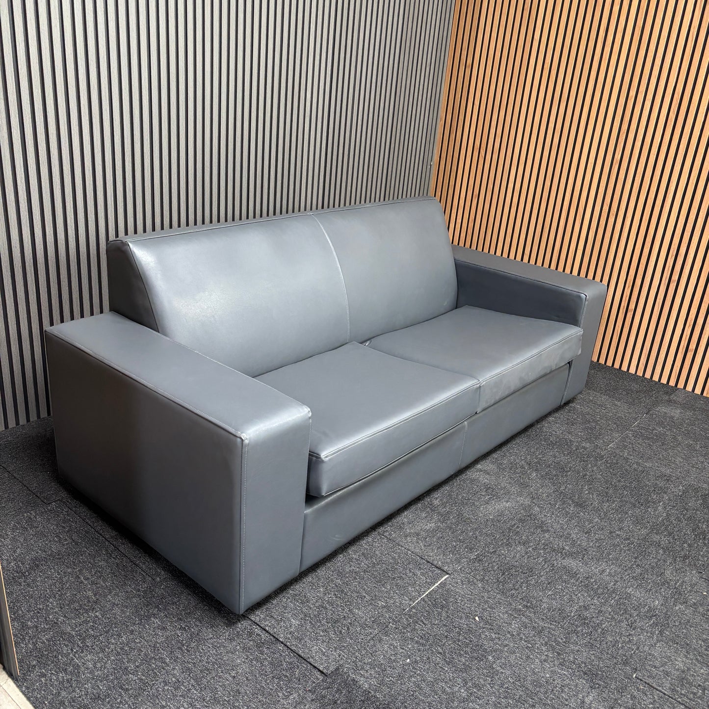 CLEARANCE - Nevada 3 Seater Faux Leather Contract Sofa - Grey