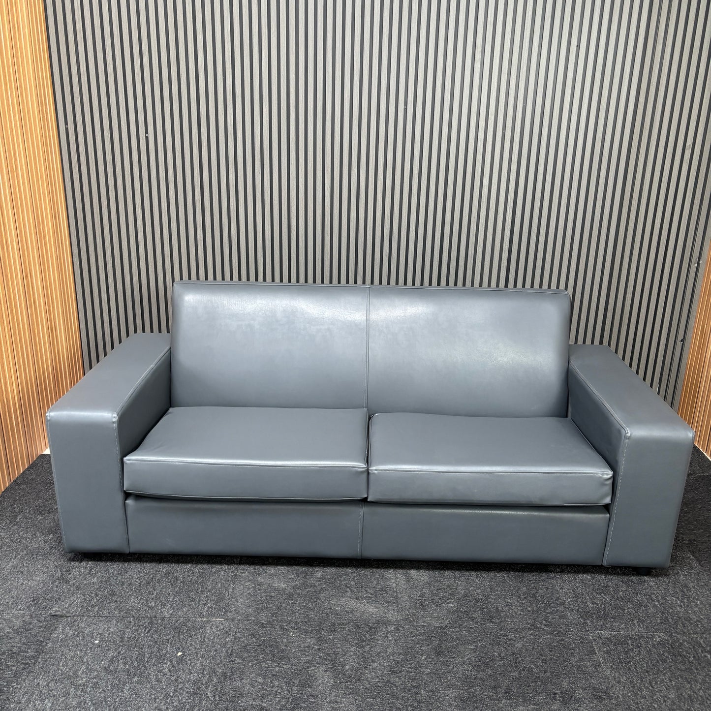 CLEARANCE - Nevada 3 Seater Faux Leather Contract Sofa - Grey
