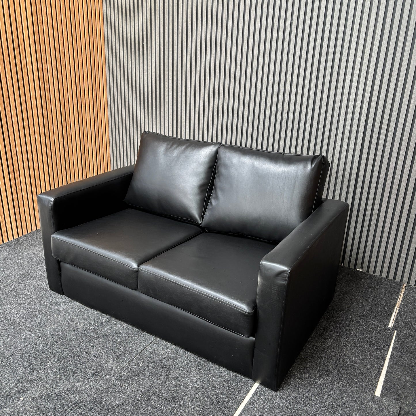 CLEARANCE - Nevada 2 Seater Faux Leather Contract Sofa - Black
