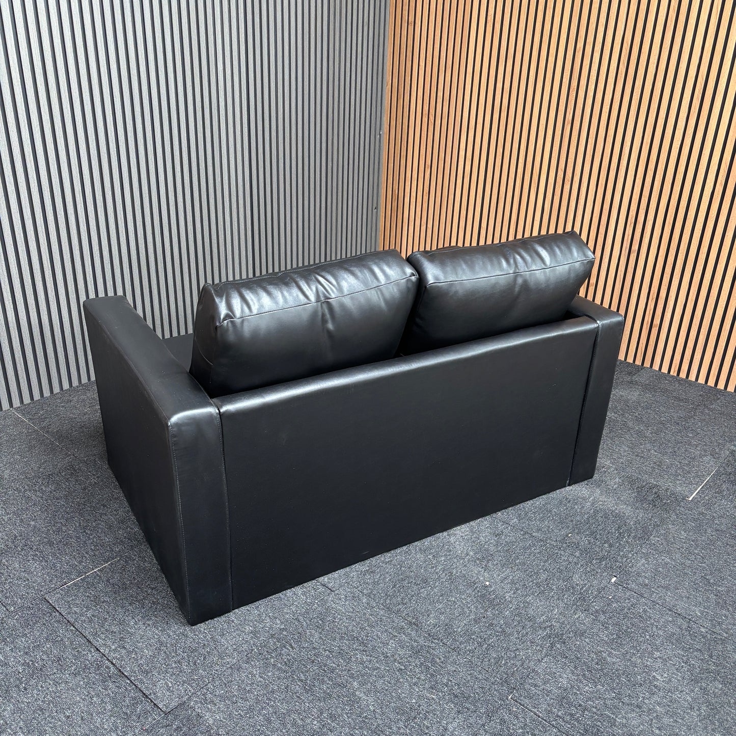 CLEARANCE - Nevada 2 Seater Faux Leather Contract Sofa - Black