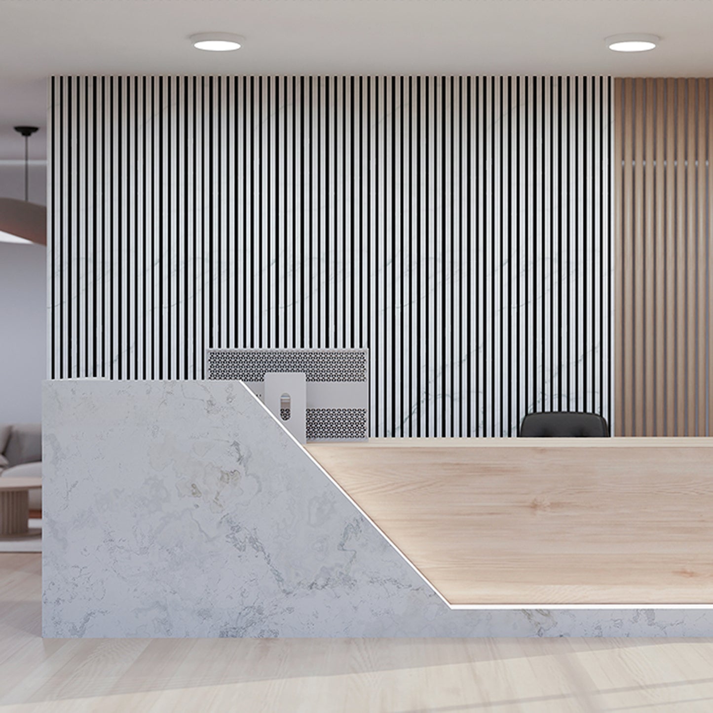 2400x600mm Wood Acoustic MDF Slatted Wall Panels - 8 Colours | Light Oak / Natural Oak / Walnut / Ash Grey / Black / White Marble / Silver / Gold