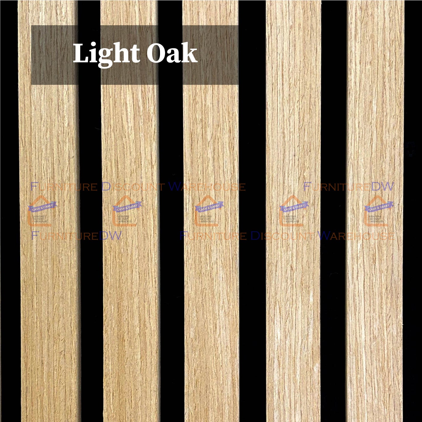 2400x600mm Wood Acoustic MDF Slatted Wall Panels - 8 Colours | Light Oak / Natural Oak / Walnut / Ash Grey / Black / White Marble / Silver / Gold