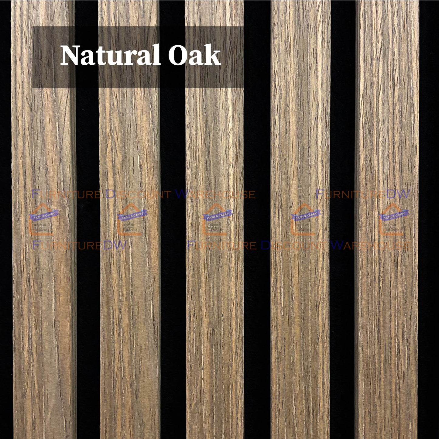 2400x600mm Wood Acoustic MDF Slatted Wall Panels - 8 Colours | Light Oak / Natural Oak / Walnut / Ash Grey / Black / White Marble / Silver / Gold