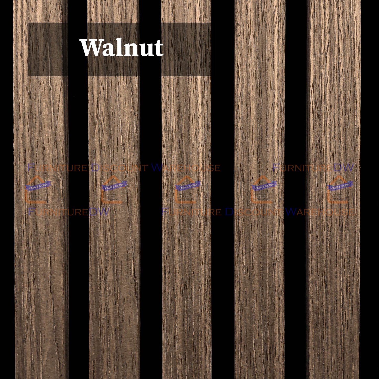 2400x600mm Wood Acoustic MDF Slatted Wall Panels - 8 Colours | Light Oak / Natural Oak / Walnut / Ash Grey / Black / White Marble / Silver / Gold