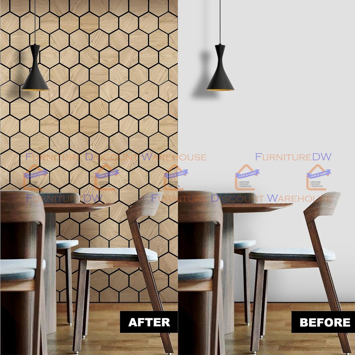 Hexagon Wood Acoustic MDF Wall Panels - 4 Colours | Natural Oak / Walnut / Ash Grey / Charcoal Black