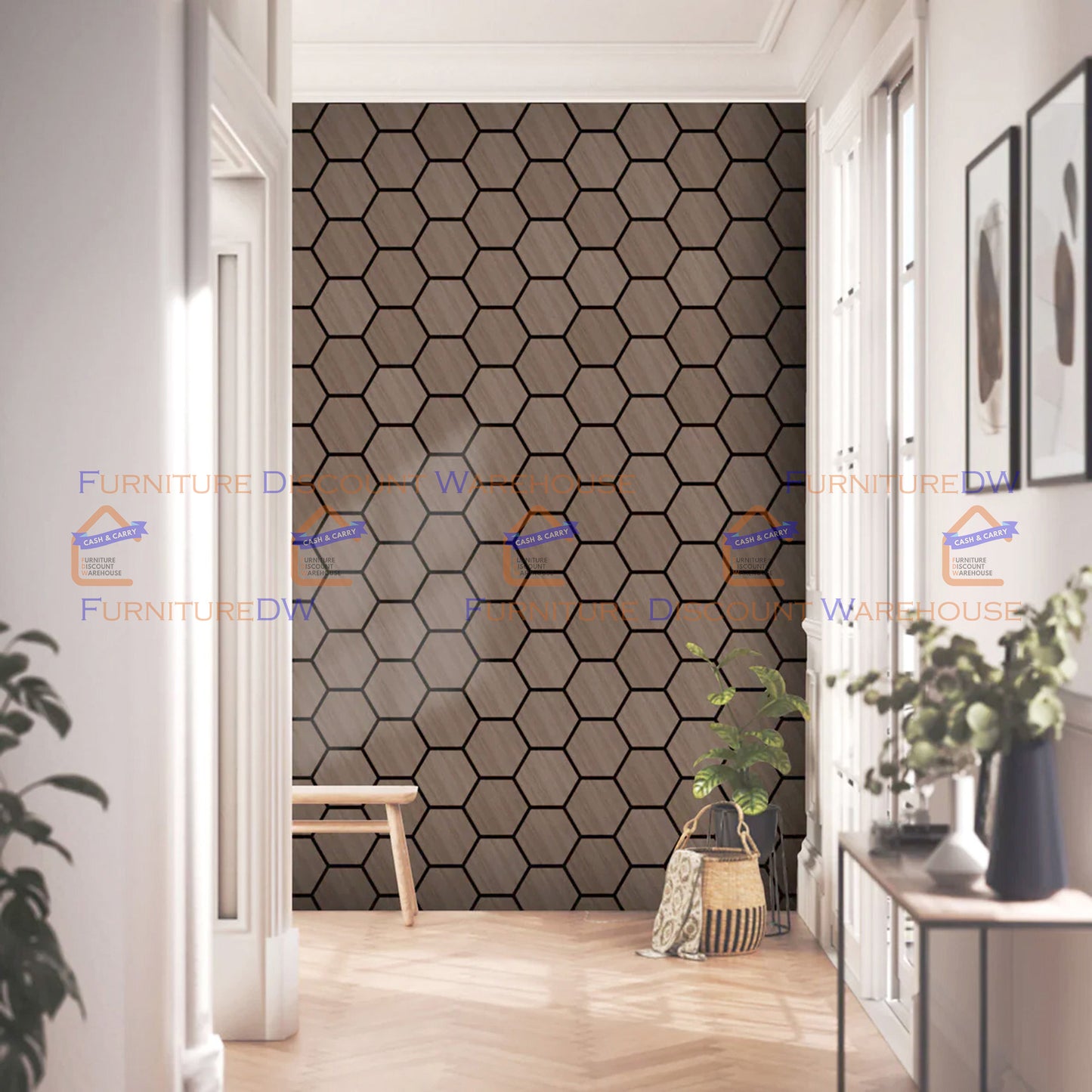 Hexagon Wood Acoustic MDF Wall Panels - 4 Colours | Natural Oak / Walnut / Ash Grey / Charcoal Black