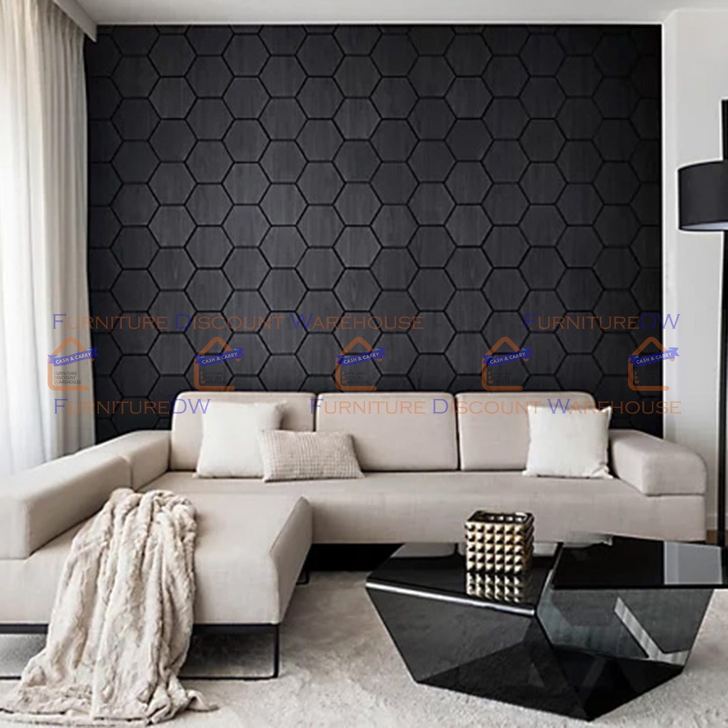 Hexagon Wood Acoustic MDF Wall Panels - 4 Colours | Natural Oak / Walnut / Ash Grey / Charcoal Black