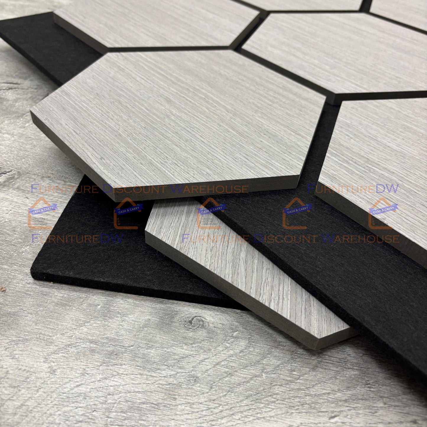 Hexagon Wood Acoustic MDF Wall Panels - 4 Colours | Natural Oak / Walnut / Ash Grey / Charcoal Black