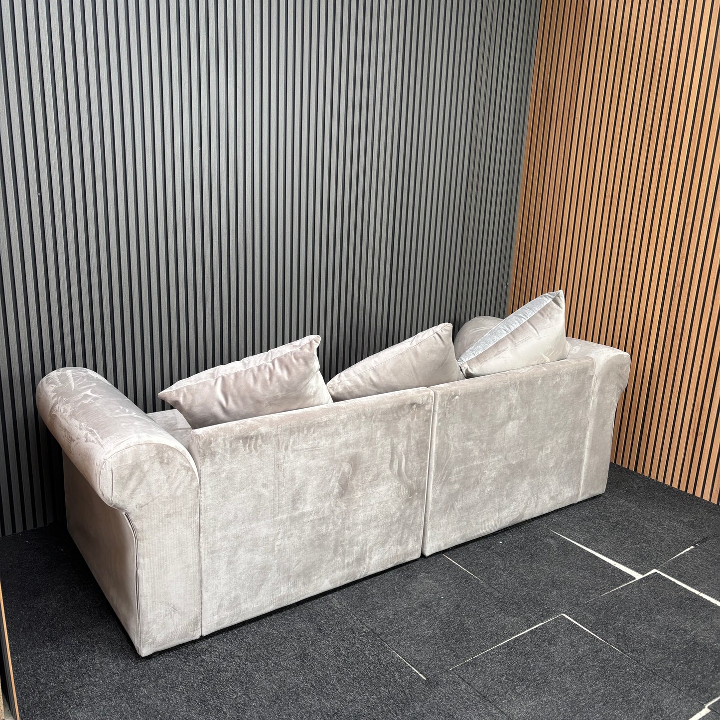 CLEARANCE - Brooklyn 3 Seater Velvet Sofa - Cream Beige