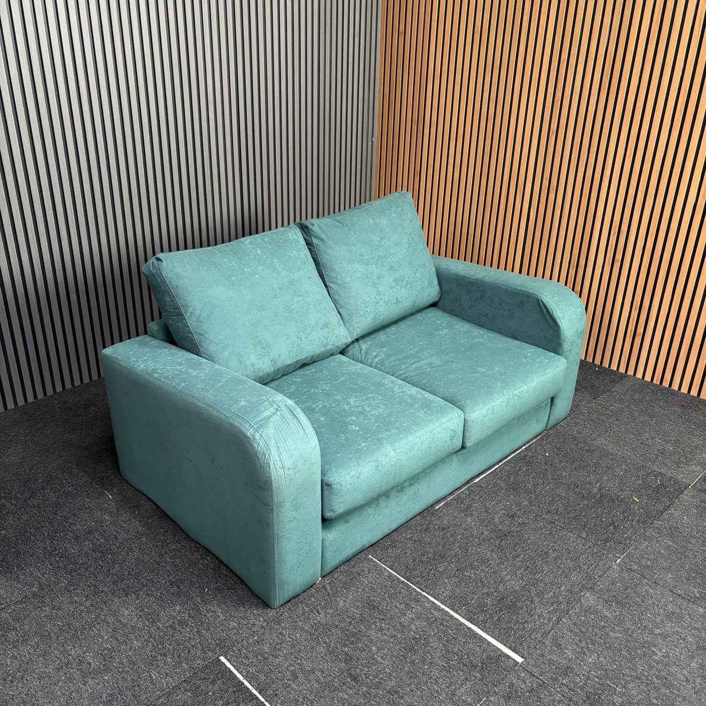 CLEARANCE - Nevada 2 Seater Crushed Chenille Sofa - Teal Green