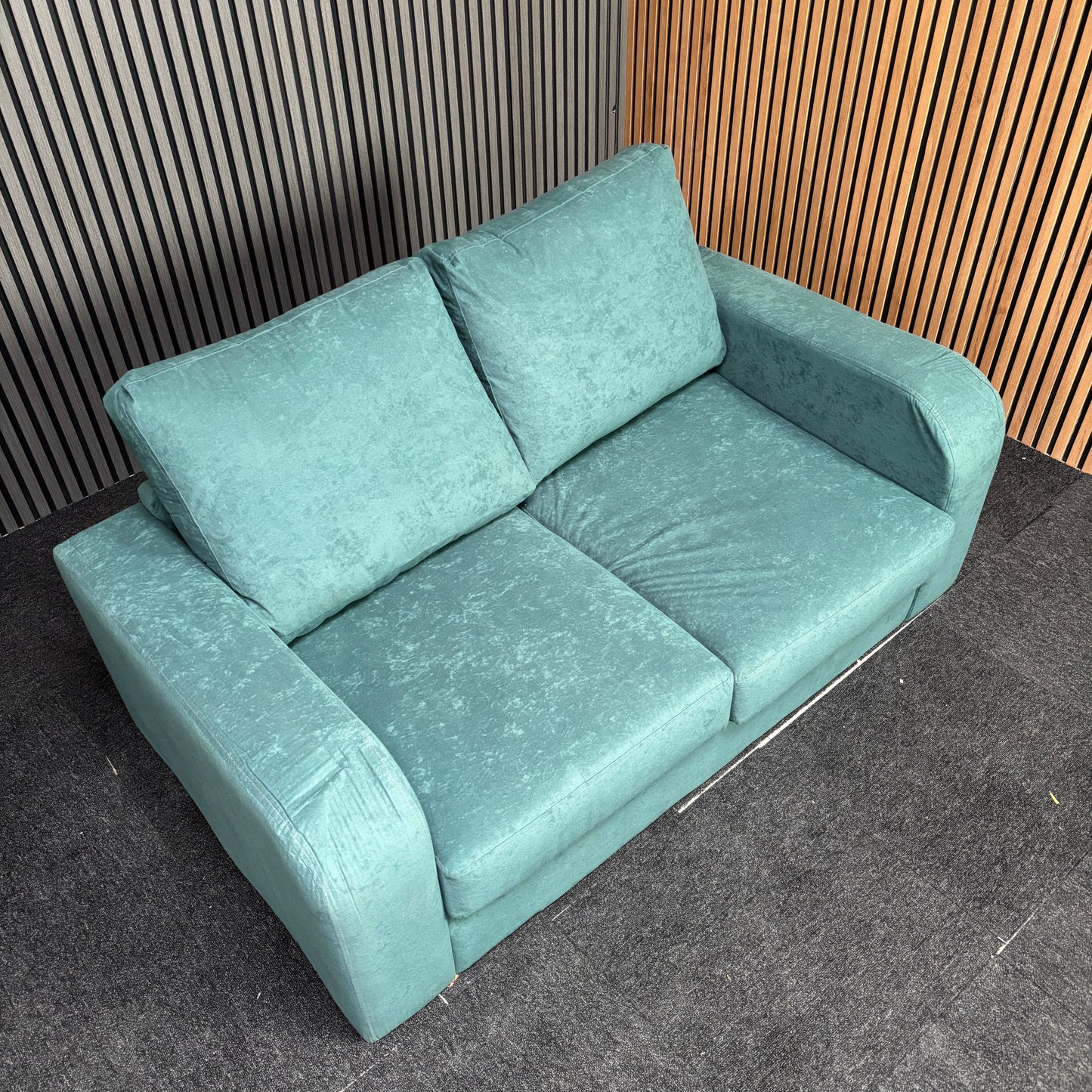 CLEARANCE - Nevada 2 Seater Crushed Chenille Sofa - Teal Green