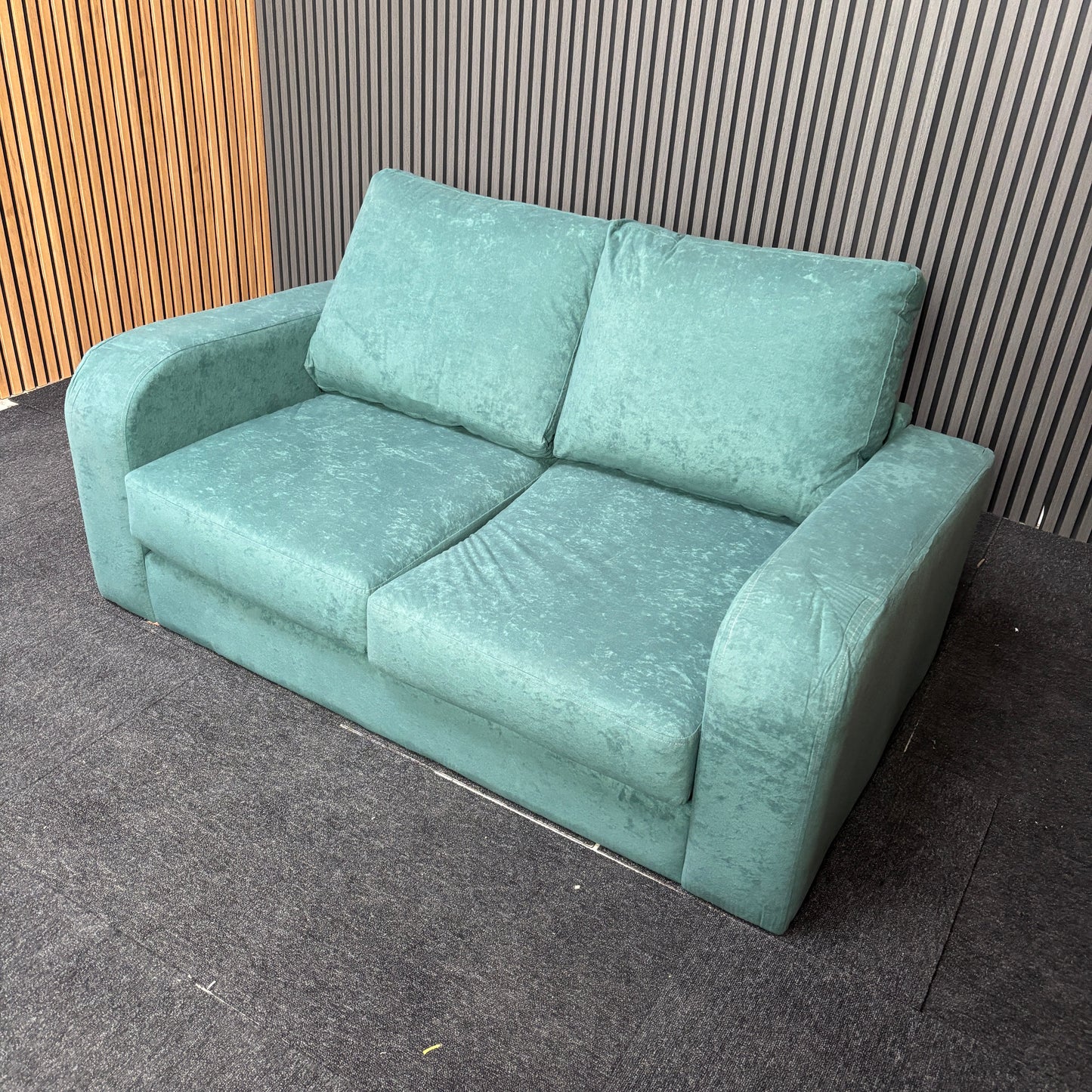 CLEARANCE - Nevada 2 Seater Crushed Chenille Sofa - Teal Green