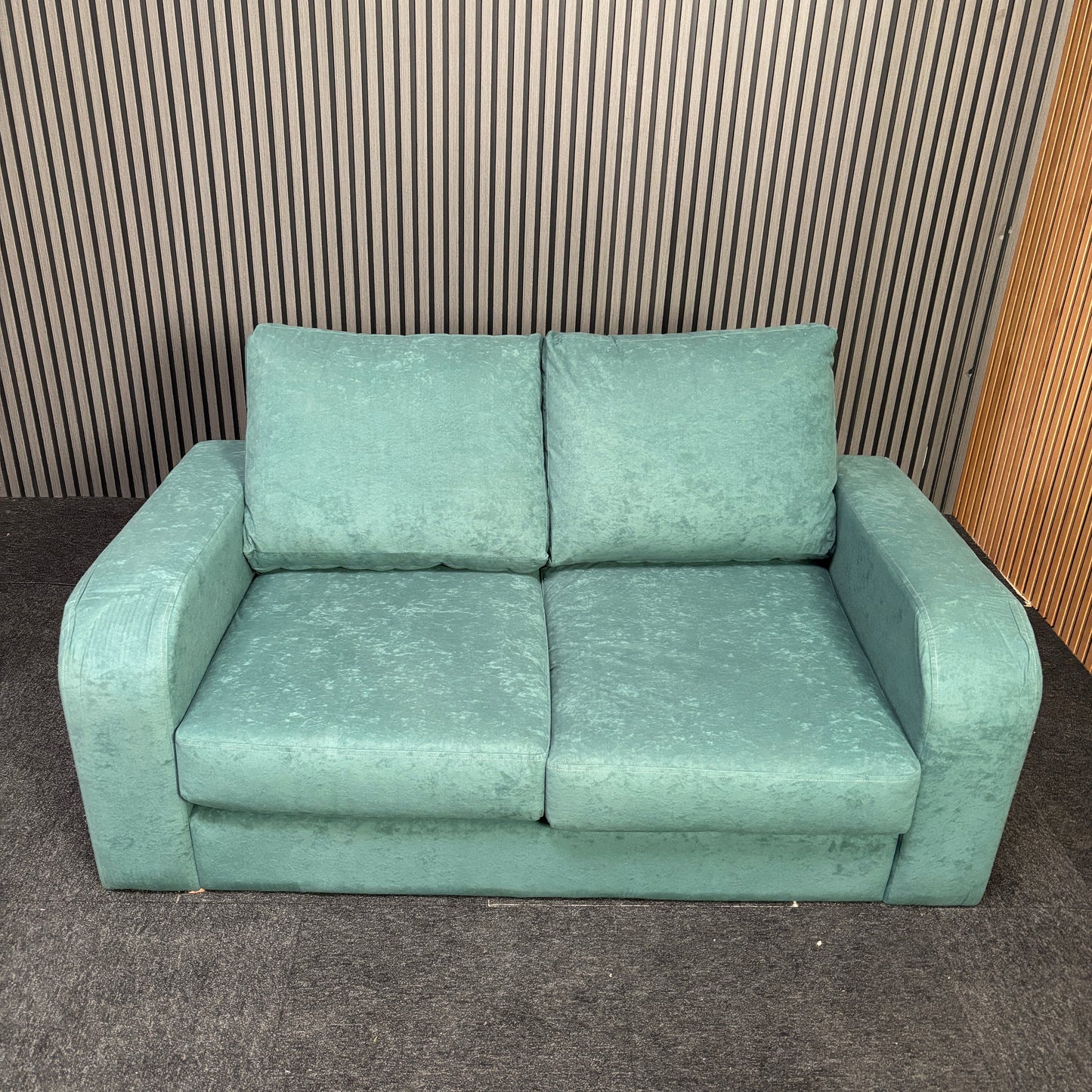 CLEARANCE - Nevada 2 Seater Crushed Chenille Sofa - Teal Green