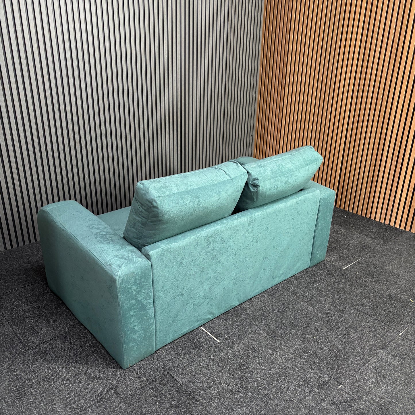 CLEARANCE - Nevada 2 Seater Crushed Chenille Sofa - Teal Green