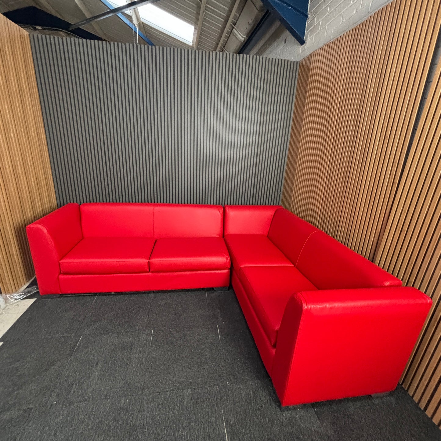 CLEARANCE - Bologna 5 Seater Leather Corner Sofa - Red