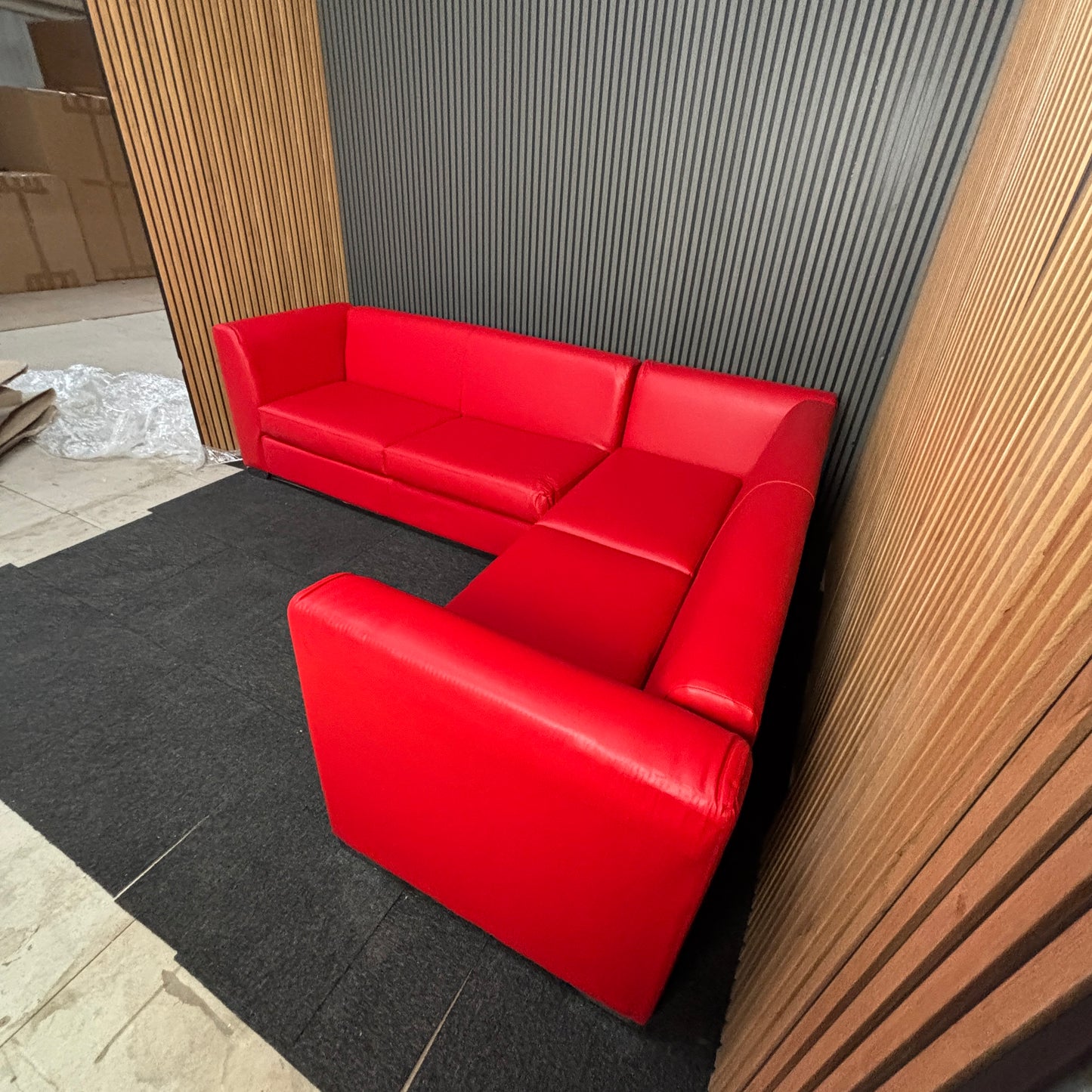 CLEARANCE - Bologna 5 Seater Leather Corner Sofa - Red