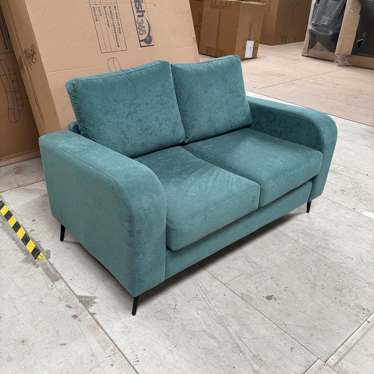 CLEARANCE - Dublin 2 Seater Crushed Fabric Sofa - Teal Green
