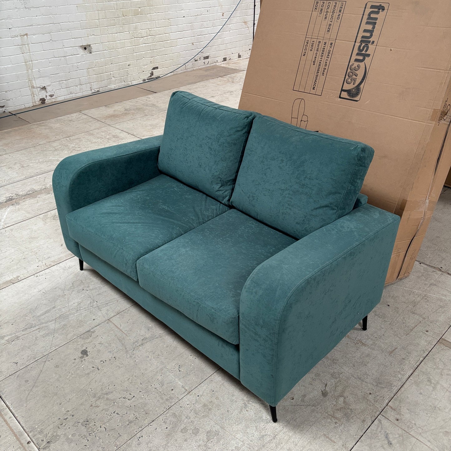CLEARANCE - Dublin 2 Seater Crushed Fabric Sofa - Teal Green