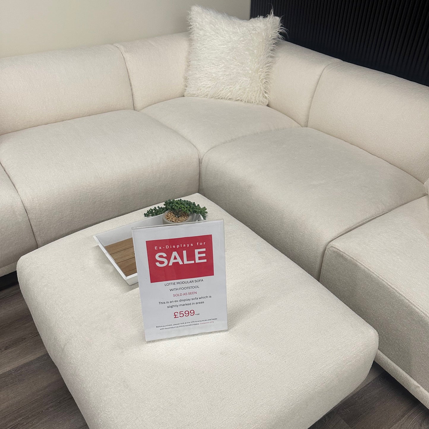 CLEARANCE - Lottie Boucle 5 Seater Modular Corner Sofa - Creamy White