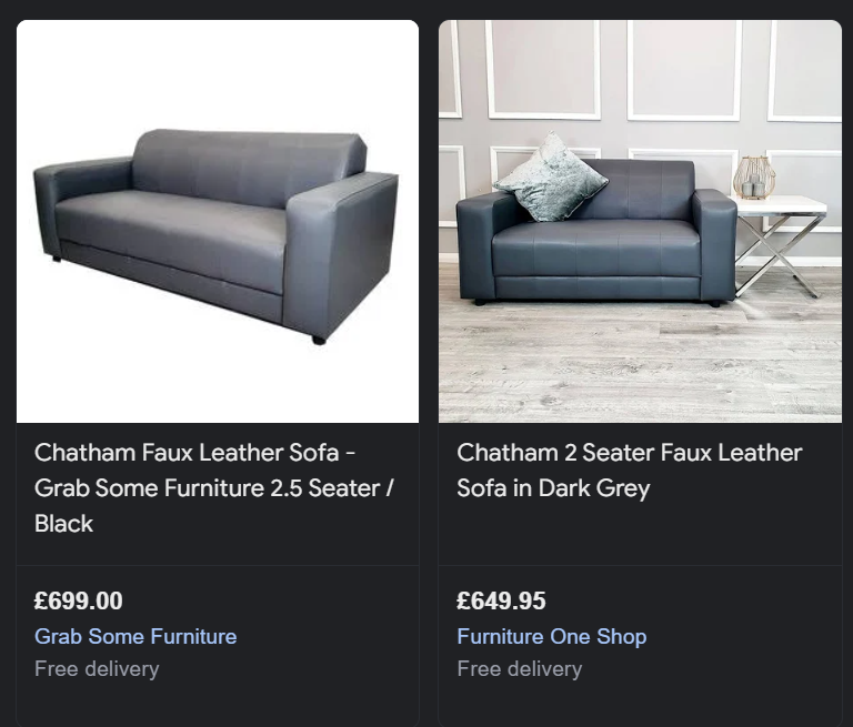 CLEARANCE - Chatham 2 Seater Faux Leather Sofa - Grey