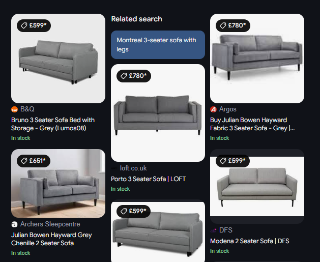 CLEARANCE - Tokyo 3 Seater Fabric Sofa - Grey