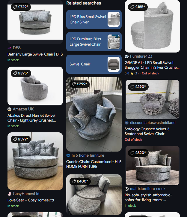 CLEARANCE - Megan Swivel Sofa Chair - Crushed Velvet