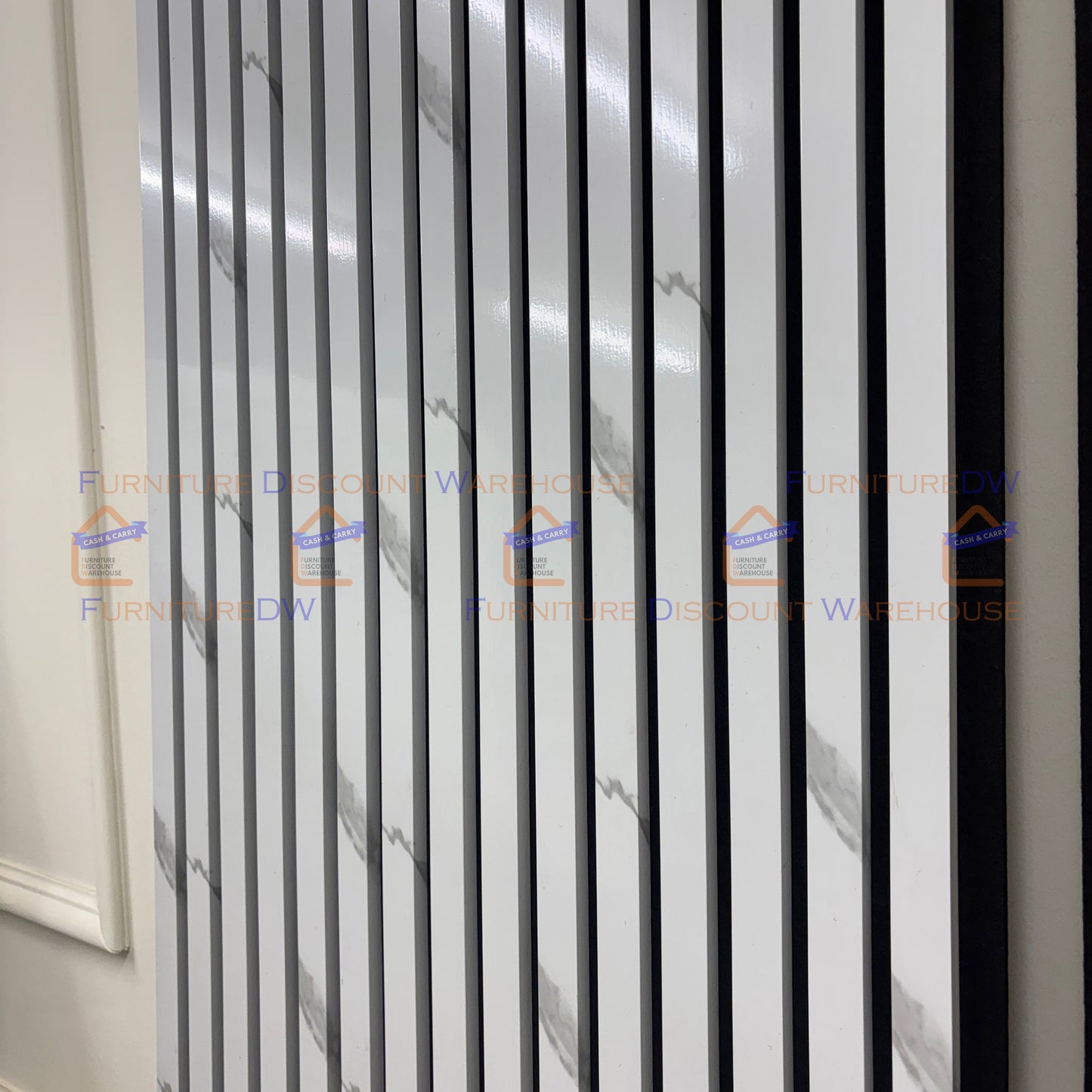 2400x600mm Wood Acoustic MDF Slatted Wall Panels - 8 Colours | Light Oak / Natural Oak / Walnut / Ash Grey / Black / White Marble / Silver / Gold