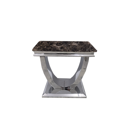 Arial Chrome Lamp Table 60cm - Grey | White | Black | Black&Gold | Pandora Marble Top