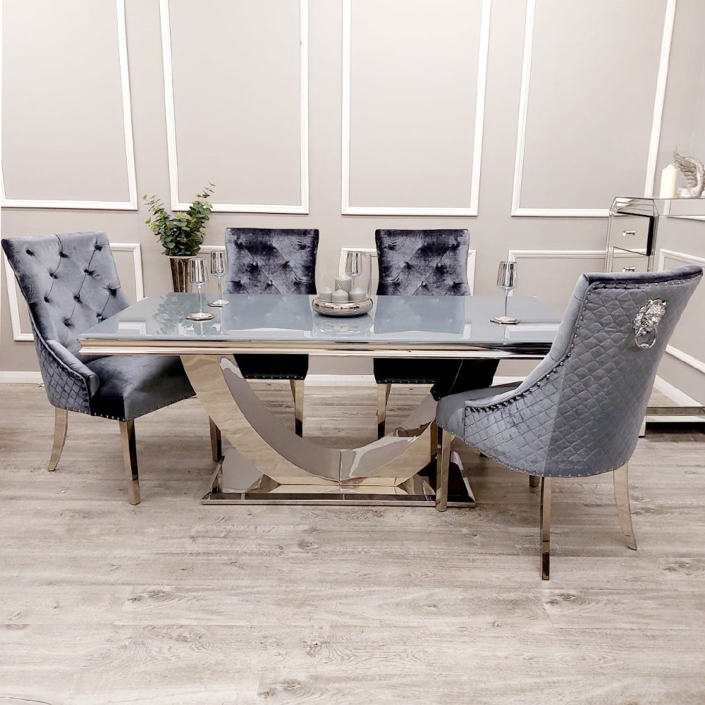 Arial Dining Table 1.8m Marble Top - White | Black | Light Grey | Cream | Black & Gold