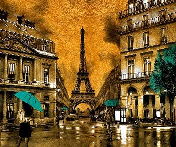 Paris Scene Print in Gold Mirror Frame 60 x 50cm