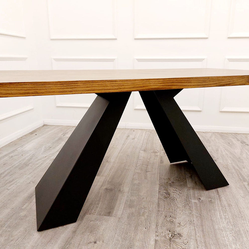 Axel Dining Table 1.8m - Solid Wood Top with Matt Black Metal Legs