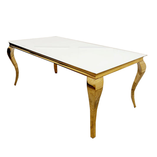 Louis Gold Dining Table 1m / 1.3m / 1.4m / 1.5m / 1.6m / 1.8m / 2m - Sintered Stone | Tempered Glass Top