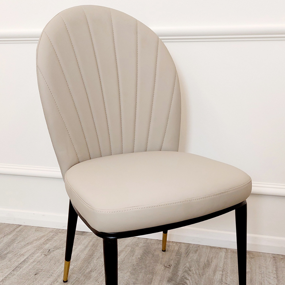 Etta Leather Dining Chair | Gold Tipped Black Legs - Beige