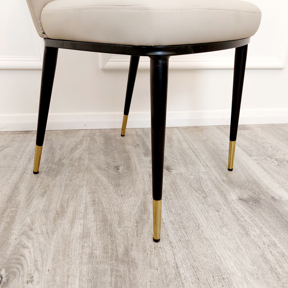 Etta Leather Dining Chair | Gold Tipped Black Legs - Beige