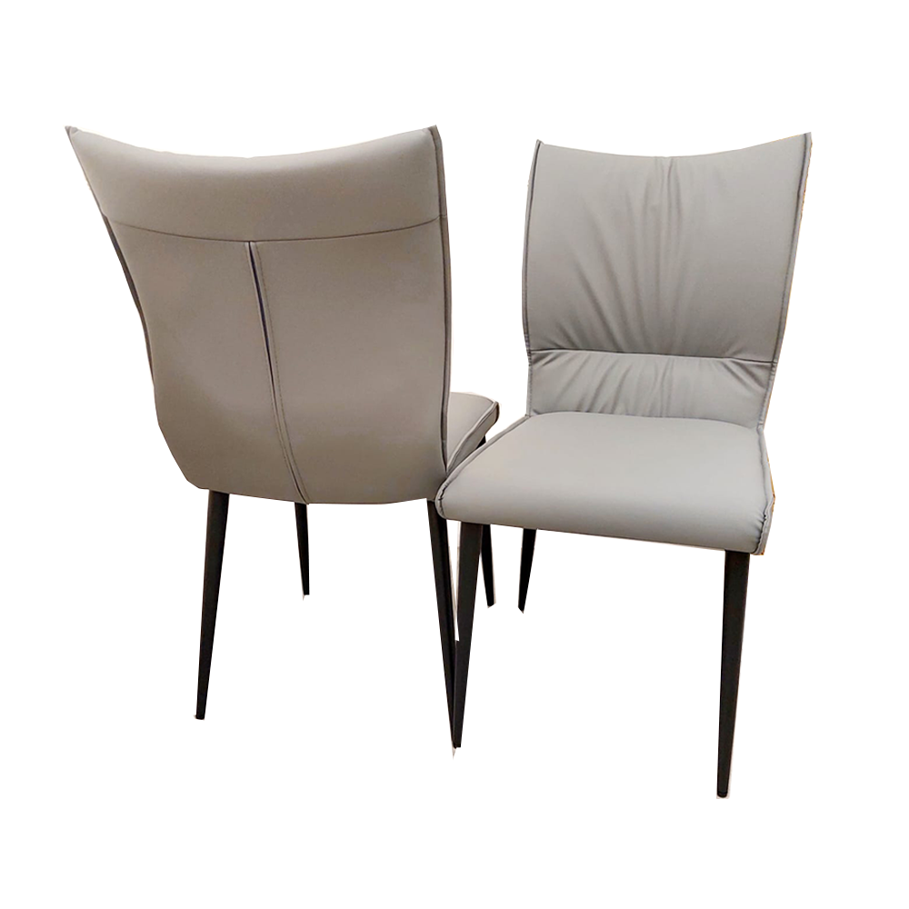 Flora Leather Dining Chair | Black Metal Legs - Grey | Tan | Khaki
