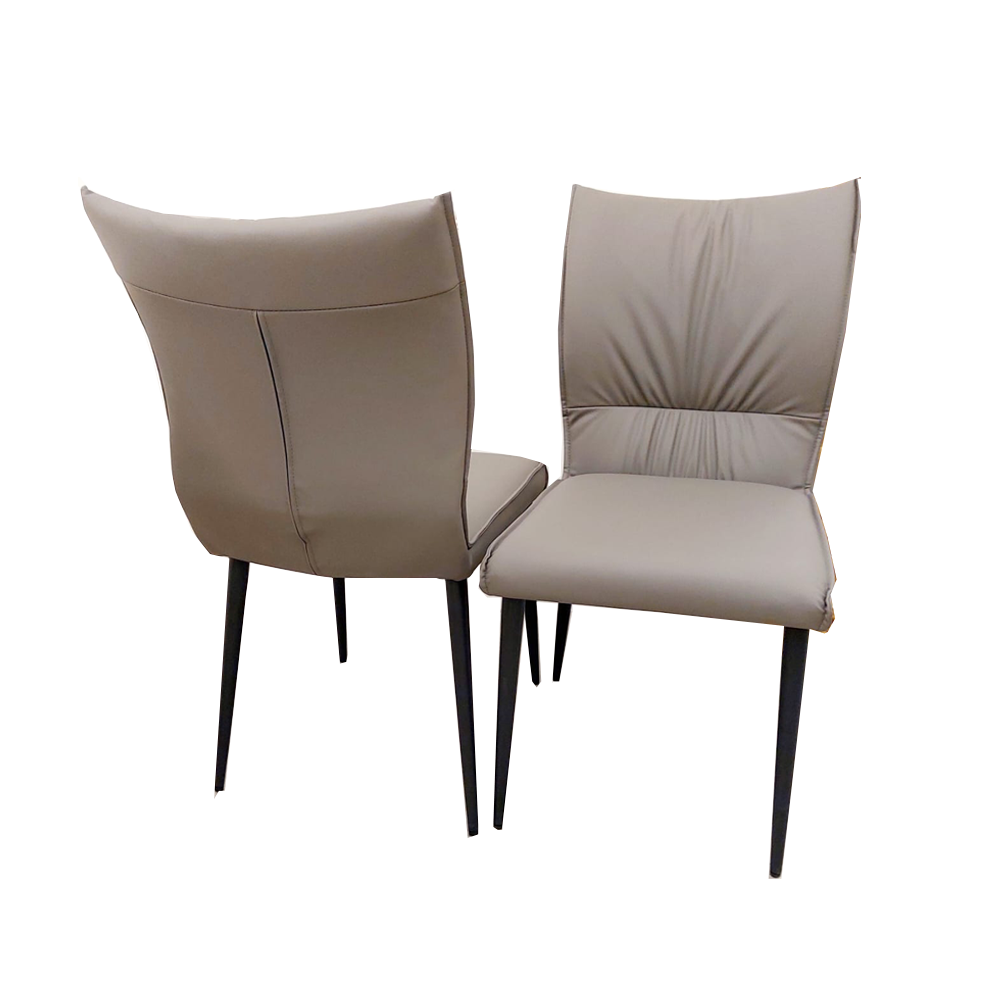 Flora Leather Dining Chair | Black Metal Legs - Grey | Tan | Khaki