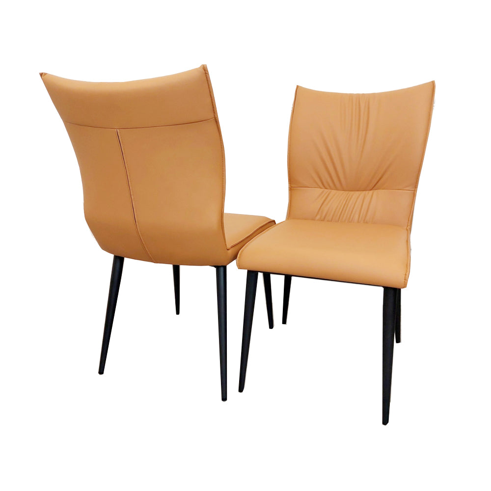 Flora Leather Dining Chair | Black Metal Legs - Grey | Tan | Khaki