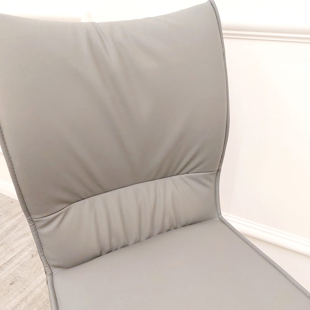 Flora Leather Dining Chair | Black Metal Legs - Grey | Tan | Khaki