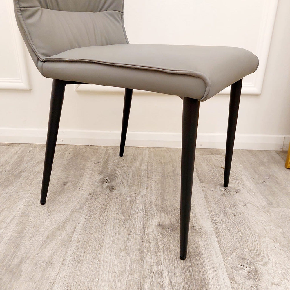 Flora Leather Dining Chair | Black Metal Legs - Grey | Tan | Khaki