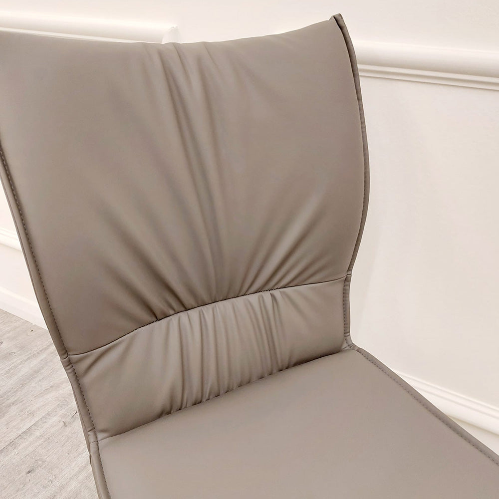 Flora Leather Dining Chair | Black Metal Legs - Grey | Tan | Khaki