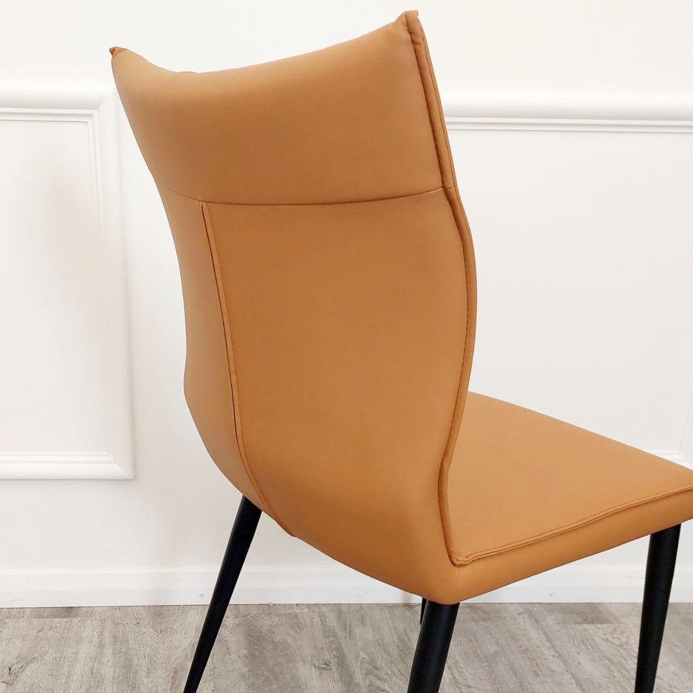 Flora Leather Dining Chair | Black Metal Legs - Grey | Tan | Khaki