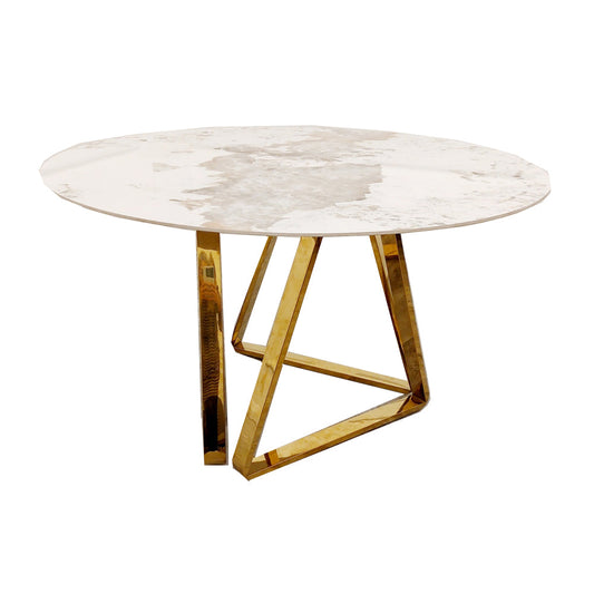 Nero Gold Round Dining Table 1.3m - Pandora Sintered Stone Top