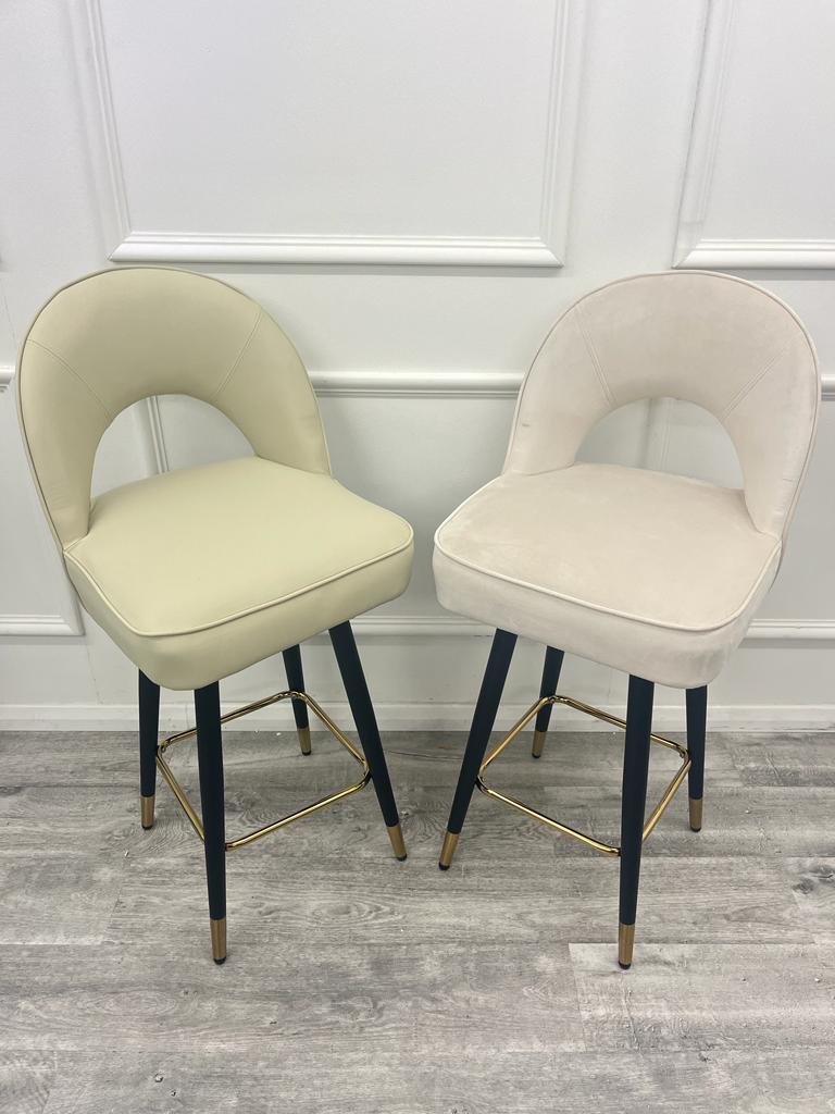 Astra Bar Stools- Cream Leather | Velvet