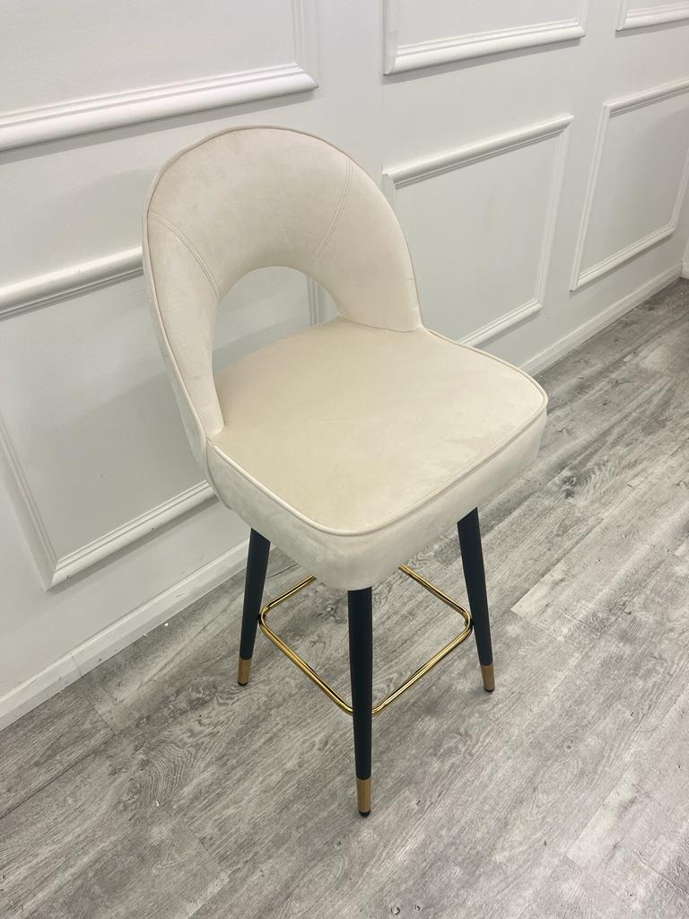 Astra Bar Stools- Cream Leather | Velvet