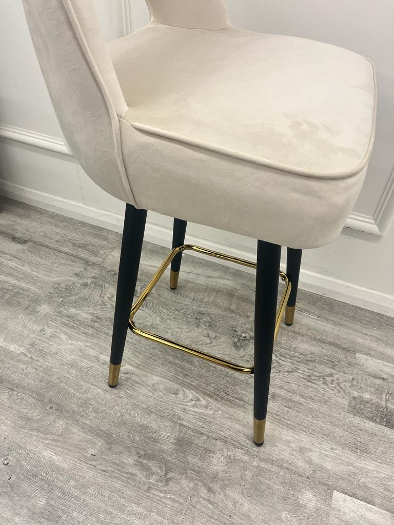 Astra Bar Stools- Cream Leather | Velvet