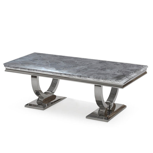 Arriana Chrome Coffee Table 1.3m - Marble | Sintered Stone | Tempered Glass Top
