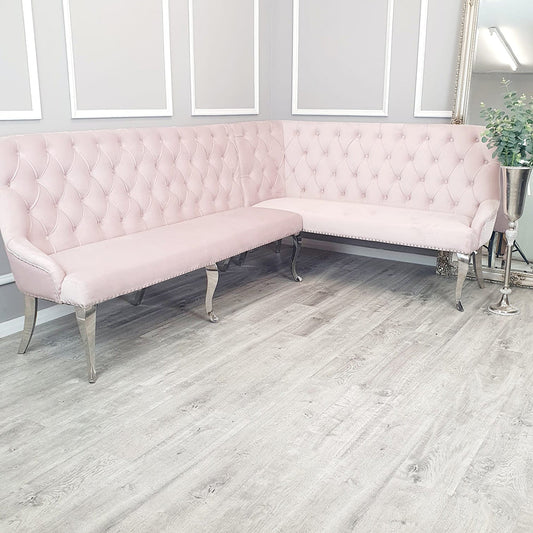 Louis Corner Sofa Bench 2.4m x 1.7m - Pink