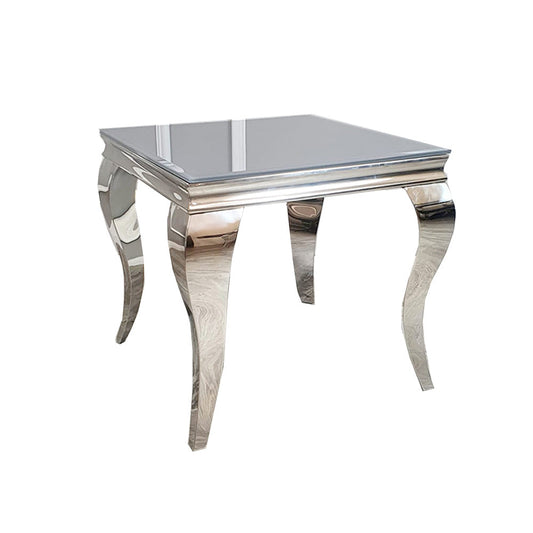 Louis Chrome Lamp Table 60cm - Marble | Tempered Glass Top