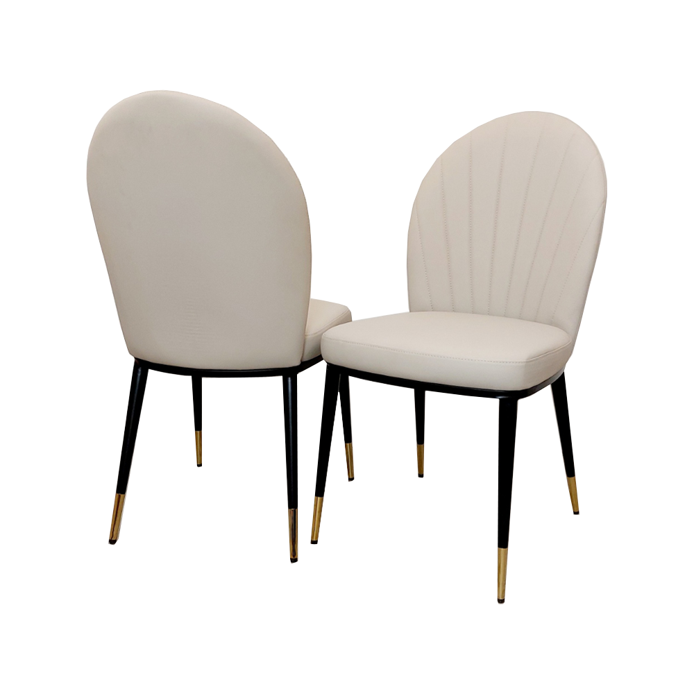 Etta Leather Dining Chair | Gold Tipped Black Legs - Beige