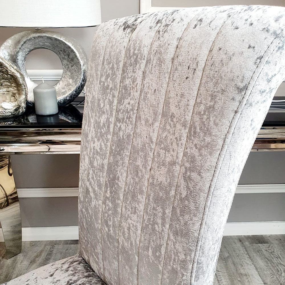 Nicole Leather / Velvet Dining Chair | Line & Cross Stitch - Dark Grey | Crush